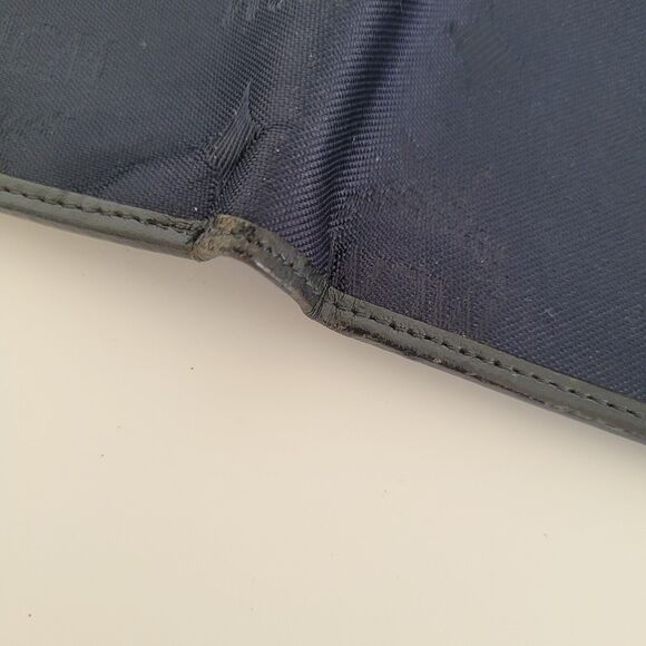 MCM Vintage Men's Wallet Card Case Leather Designer Bifold Signature Navy Blue - Picture 13 of 14